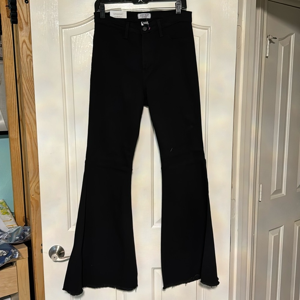 Judy blue black jeans flare raw edge hem size 13 inseam 31”